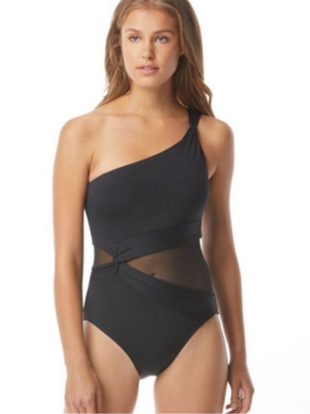 Michael Kors One-Shoulder Mesh Swimsuit Black Size 14 NWT - Picture 7 of 16